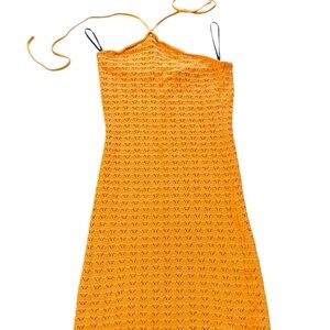 Forever 21 Women’s Orange Crochet Knit Halter Dress